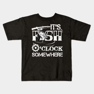 Papa It_s Fishing o_clock Somewhere T-Shirt Father_s Day Kids T-Shirt